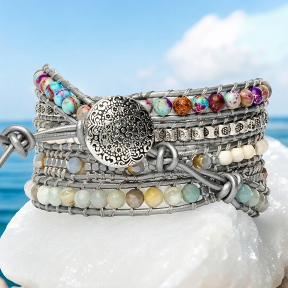 🆕️ Turquoise 🫶 Handmade Wrap Bracelet Boho Style 🦋🌷 - Picture 4 of 4